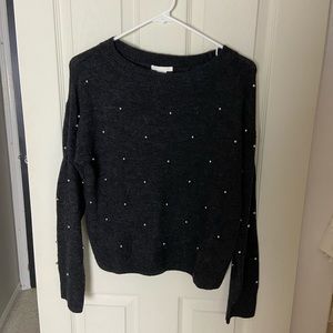 H&M charcoal grey pearl embellished sweater